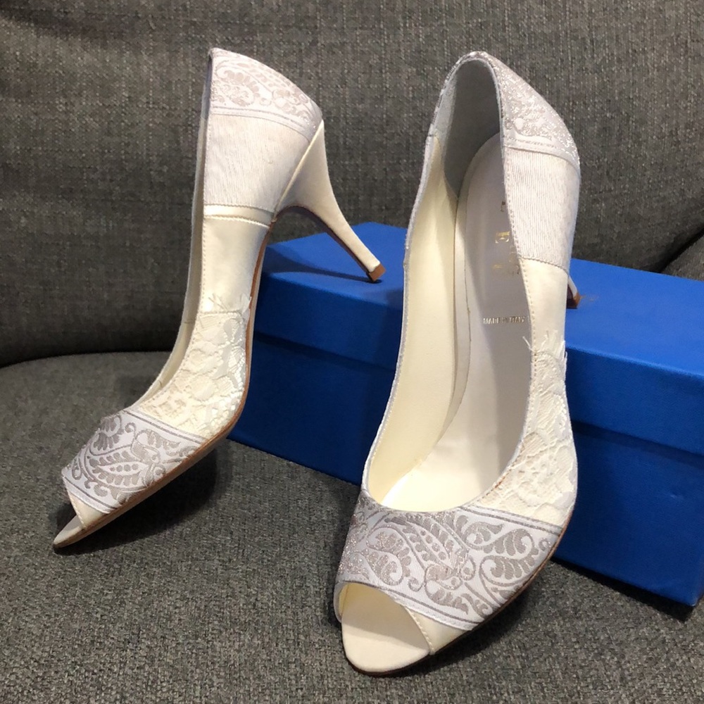 Something Bleu Bridal White and Silver Heels